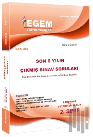 2. Sınıf Laborant ve Veteriner Sağlık (Güz Dönemi) Çıkmış Sınav Soruları (2012-2018) (3. Yarıyıl) (603)