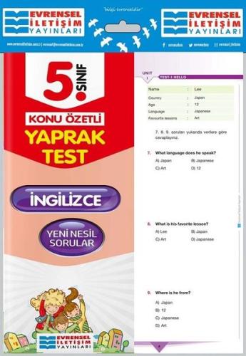 5.Sınıf İngilizce Konu Özetli Yaprak Test | Kitap Ambarı