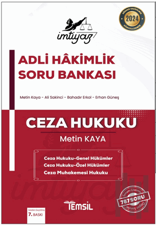 İmtiyaz Adli Hakimlik Soru Bankası Ceza Hukuku - Genel Hükümler Ceza Hukuku - Özel Hükümler Ceza Muhakemesi Hukuku
