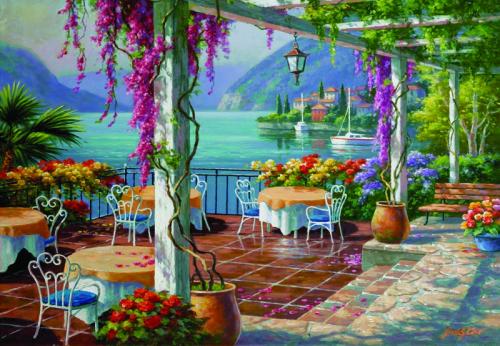 Mor Salkımlı Teras (Puzzle 500) 3578