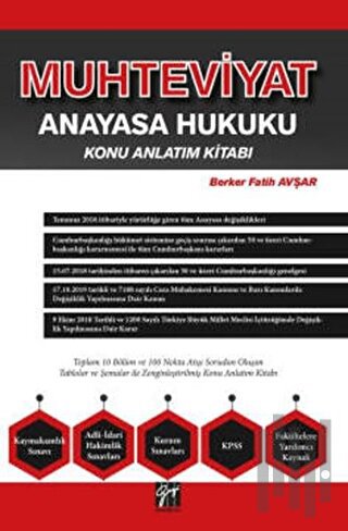 Muhteviyat Anayasa Hukuku Konu Anlatım Kitabı