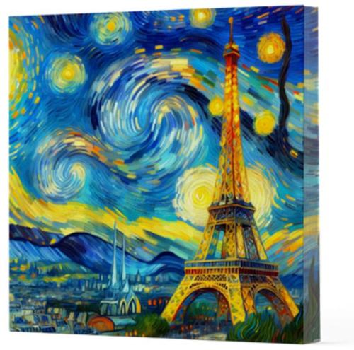 Van Gogh 9 Eyfel Kulesi - Çizgisiz Yan Boyamalı Defter | Kitap Ambarı