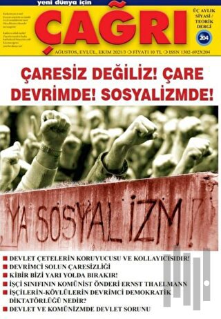 Yeni Dünya İçin Çağrı Dergisi Sayı: 204 Ağustos - Eylül - Ekim 2021